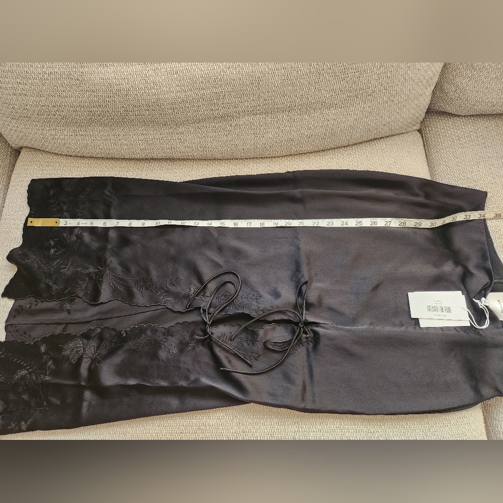 Reformation Black Mira Silk Embroidered Skirt - Picture 9 of 12